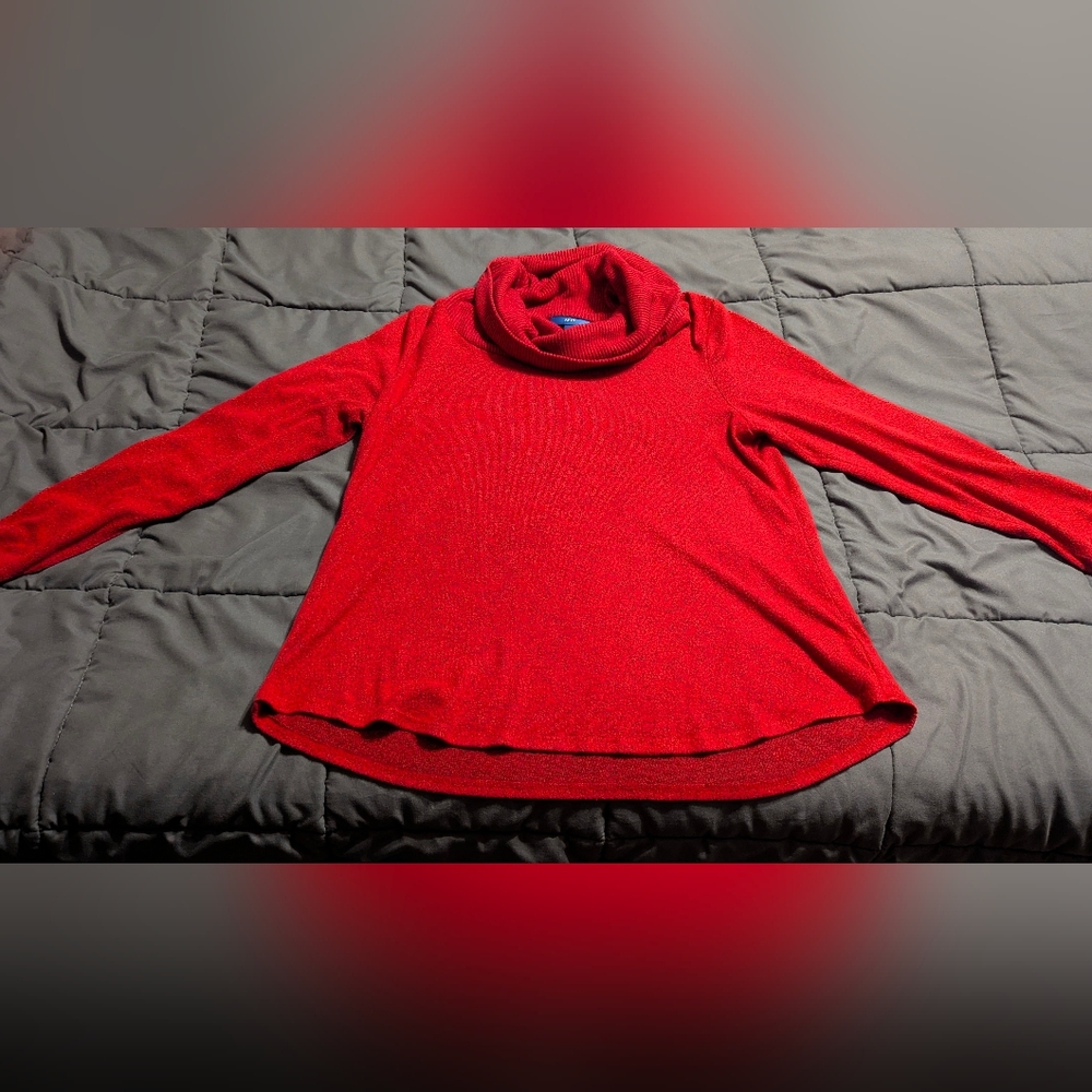 Apt. 9 Women's Bright Red Cowl Neck Ribbed Sweater Size PXL